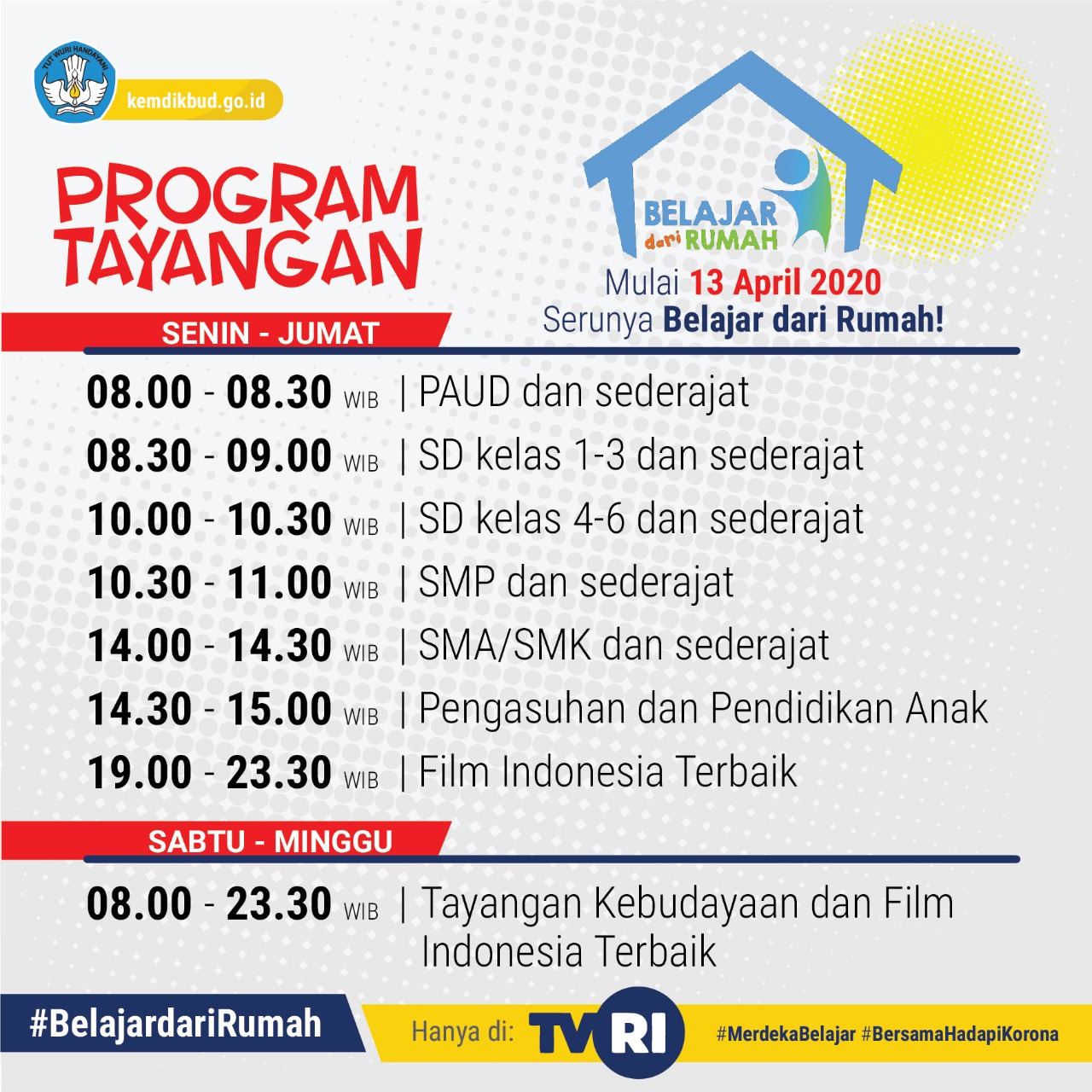 RAGAM TAYANGAN BELAJAR DARI RUMAH DI TVRI